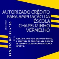 AUTORIZADO CRÉDITO PARA AMPLIAÇÃO DA ESCOLA CHAPEUZINHO VERMELHO